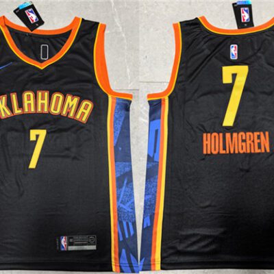 Oklahoma City Thunder #7 Chet Holmgren Black 2024 City Edition Stitched Basketball Jersey