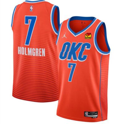 Oklahoma City Thunder #7 Chet Holmgren Orange Statement Edition Stitched Basketball Jersey