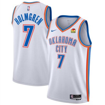 Oklahoma City Thunder #7 Chet Holmgren White Association Edition Stitched Basketball Jersey