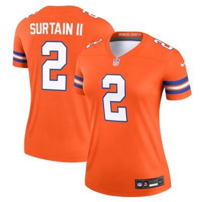 Patrick Surtain II Denver Broncos Women Alternate Legend Player Performance Top - Mile High Collection 1977 Throwback Orange