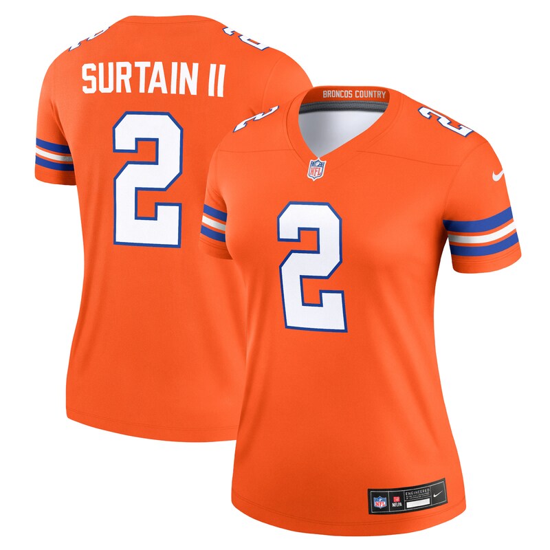 Patrick Surtain II Denver Broncos Women Alternate Legend Player Performance Top - Mile High Collection 1977 Throwback Orange