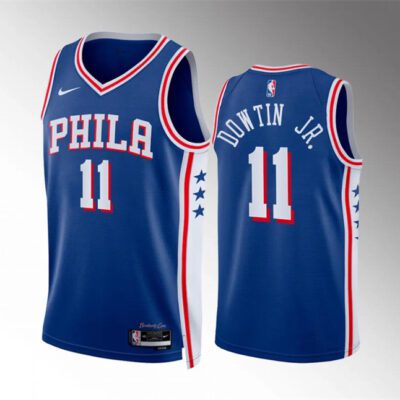 Philadelphia 76ers #11 Jeff Dowtin Jr Royal Icon Edition Stitched Jersey