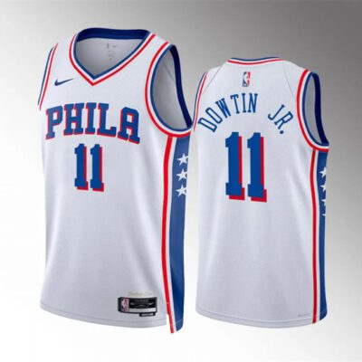 Philadelphia 76ers #11 Jeff Dowtin Jr White Association Edition Stitched Jersey