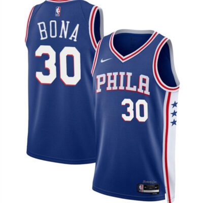 Philadelphia 76ers #30 Adam Bona Royal 2024 Draft Icon Edition Basketball Stitched Jersey