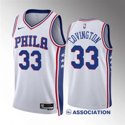 Philadelphia 76ers #33 Robert Covington White Association Edition Stitched Jersey