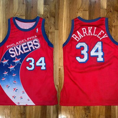 Philadelphia 76ers #34 Charles Barkley Red Champion Stitched Basketball Jersey