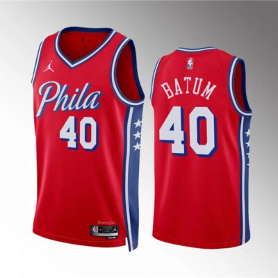 Philadelphia 76ers #40 Nicolas Batum Red Statement Edition Stitched Jersey