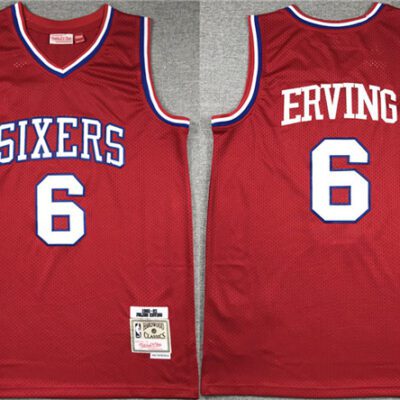 Philadelphia 76ers #6 Julius Erving Red Throwback basketball Jersey