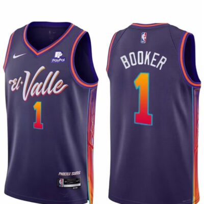 Phoenix Suns #1 Devin Booker Purple 2023/24 City Edition Stitched Basketball Jersey