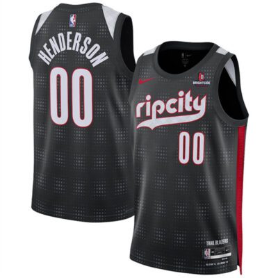 Portland Trail Blazers #00 Scoot Henderson Black 2024/25 City Edition Edition Stitched Basketball Jersey