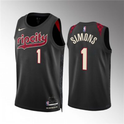 Portland Trail Blazers #1 Anfernee Simons Black 2023/24 City Edition Stitched Basketball Jersey