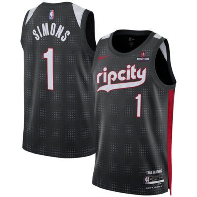 Portland Trail Blazers #1 Anfernee Simons Black 2024/255 City Edition Edition Stitched Basketball Jersey