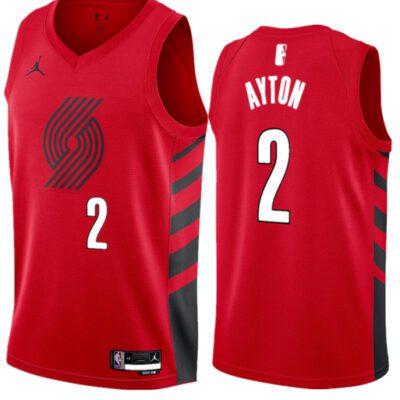 Portland Trail Blazers #2 Deandre Ayton Red 2023 Statement Edition Stitched Basketball Jersey