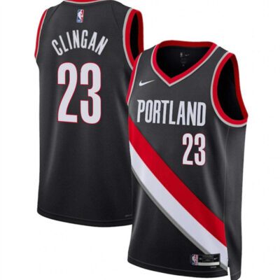 Portland Trail Blazers #23 Donovan Clingan Black 2024 Draft Icon Edition Stitched Basketball Jersey