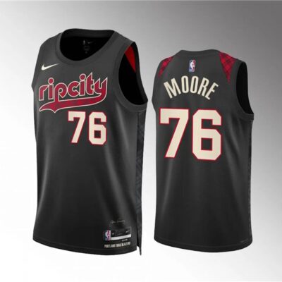 Portland Trail Blazers #76 Taze Moore Black 2023/24 City Edition Stitched Basketball Jersey