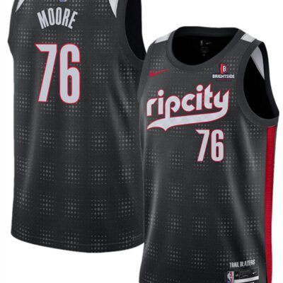 Portland Trail Blazers #76 Taze Moore Black 2024/25 City Edition Edition Stitched Basketball Jersey