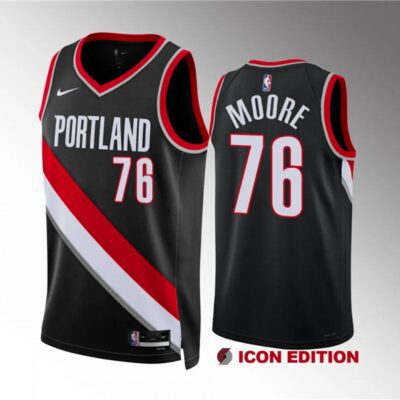 Portland Trail Blazers #76 Taze Moore Black Icon Edition Stitched Basketball Jersey