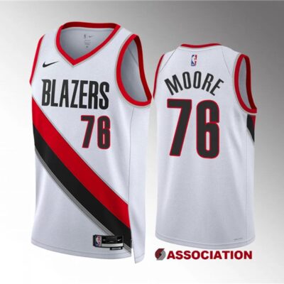 Portland Trail Blazers #76 Taze Moore White Association Edition Stitched Basketball Jersey