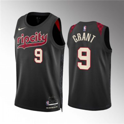 Portland Trail Blazers #9 Jerami Grant Black 2023/24 City Edition Stitched Basketball Jersey