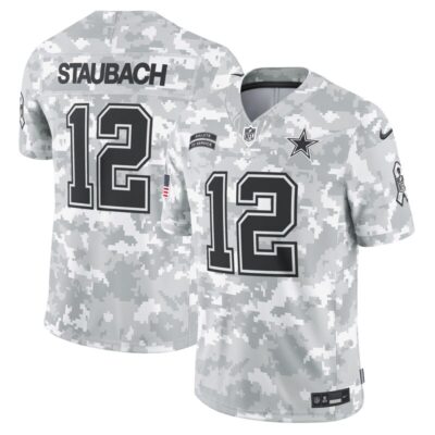 Roger Staubach Dallas Cowboys 2024 Salute to Service Retired Player Limited Jersey - Arctic Camo