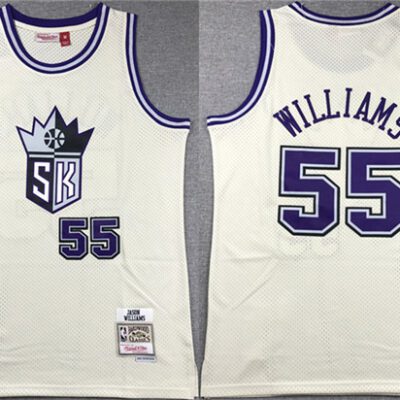 Sacramento Kings #55 Jason Williams White Throwback Stitched Jersey