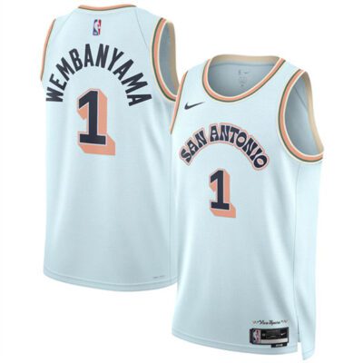 San Antonio Spurs #1 Victor Wembanyama Light Blue 2024/25 City Edition Stitched Basketball Jersey