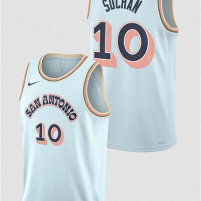 San Antonio Spurs #10 Jeremy Sochan Light Blue 2024/25 City Edition Stitched Basketball Jersey