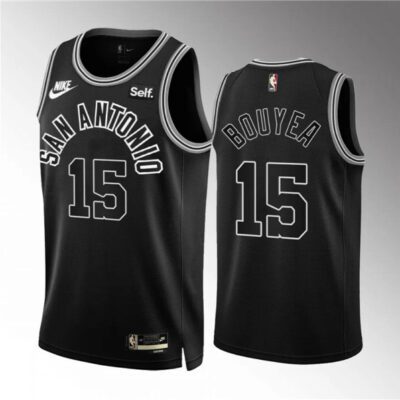 San Antonio Spurs #15 Jamaree Bouyea Black Icon Edition Stitched Basketball Jersey