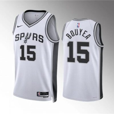 San Antonio Spurs #15 Jamaree Bouyea White Association Edition Stitched Basketball Jersey