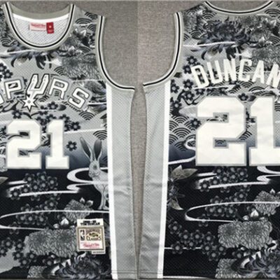 San Antonio Spurs #21 Tim Duncan Black/White Classics Swingman Stitched Jersey