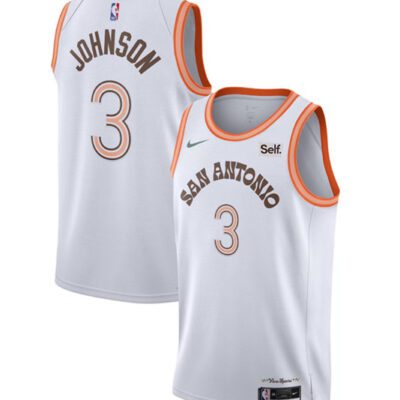 San Antonio Spurs #3 Keldon Johnson White 2023/24 City Edition Stitched Basketball Jersey