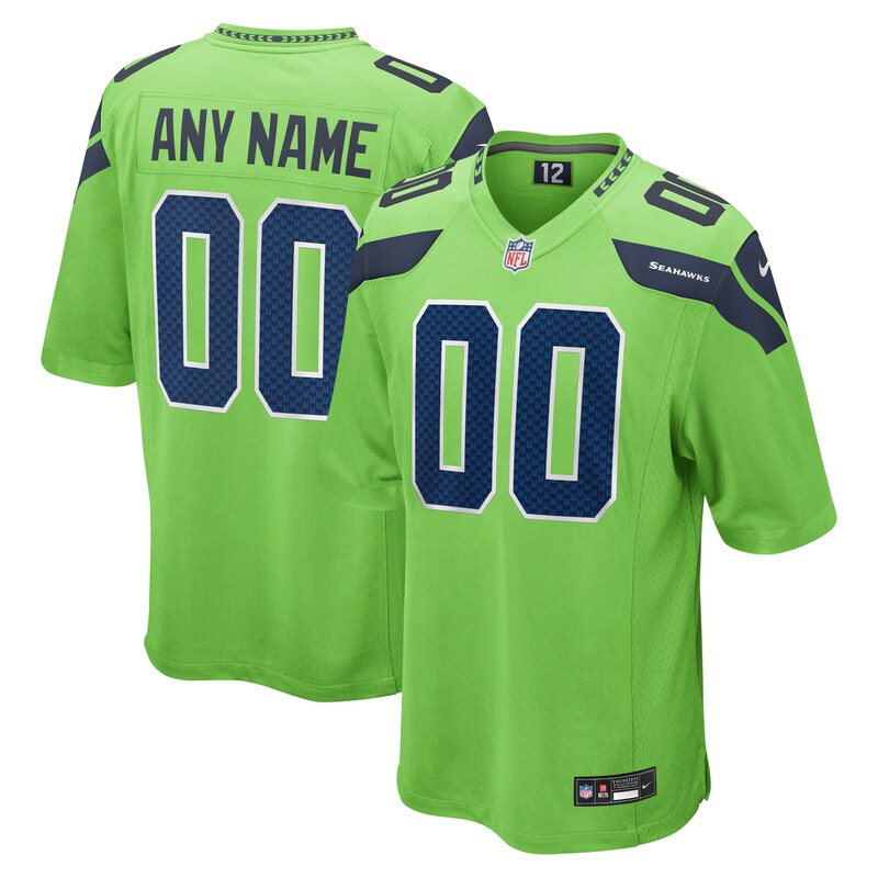 Seattle Seahawks Alternate Custom Game Jersey - Neon Green