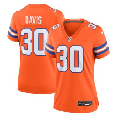 Terrell Davis Denver Broncos Women Mile High Collection 1977 Throwback Retired Player Game Jersey - Orange