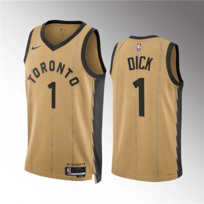 Toronto Raptors #1 Gradey Dick Gold 2023/24 City Edition Stitched Basketball Jersey