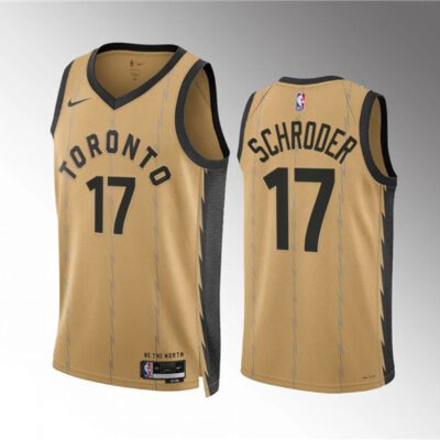 Toronto Raptors #17 Dennis Schroder Gold 2023/24 City Edition Stitched Basketball Jersey