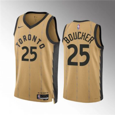 Toronto Raptors #25 Chris Boucher Gold 2023/24 City Edition Stitched Basketball Jersey