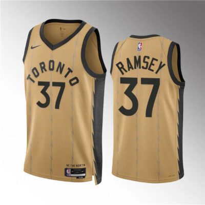 Toronto Raptors #37 Jahmi'us Ramsey Gold 2023/24 City Edition Stitched Basketball Jersey