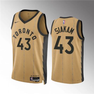 Toronto Raptors #43 Pascal Siakam Gold 2023/24 City Edition Stitched Basketball Jersey