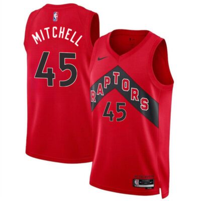 Toronto Raptors #45 Davion Mitchell Red Icon Edition Stitched Basketball Jersey