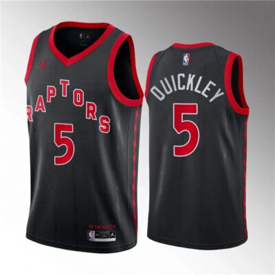 Toronto Raptors #5 Immanuel Quickley Black Statement Edition Stitched Basketball Jersey