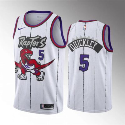 Toronto Raptors #5 Immanuel Quickley White Classic Edition Stitched Basketball Jersey