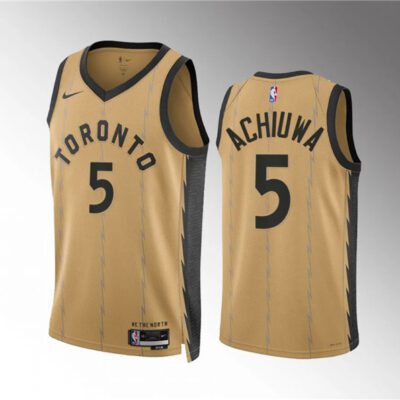 Toronto Raptors #5 Precious Achiuwa Gold 2023/24 City Edition Stitched Basketball Jersey