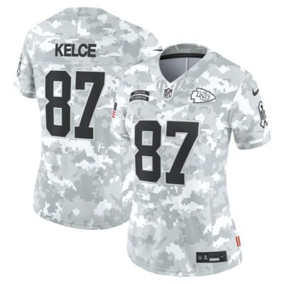 Travis Kelce Kansas City Chiefs Women 2024 Salute to Service Limited Jersey - Arctic Camo