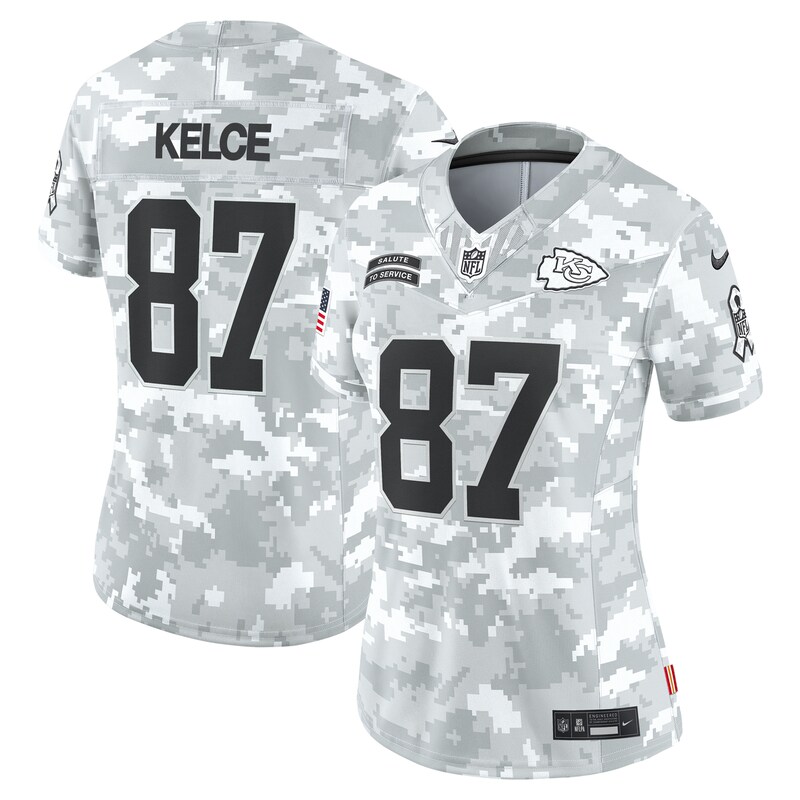 Travis Kelce Kansas City Chiefs Women 2024 Salute to Service Limited Jersey - Arctic Camo