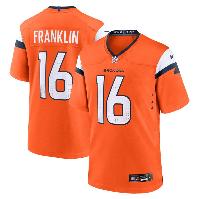Troy Franklin Denver Broncos Team Game Jersey - Orange