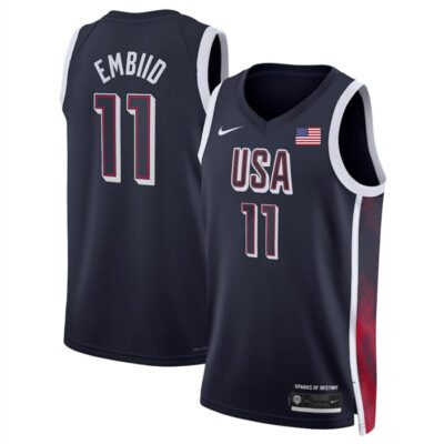 USA Basketball #11 Joel Embiid Navy 2024 Swingman Stitched Jersey