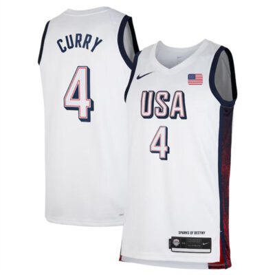 USA Basketball #4 Stephen Curry White 2024 Swingman Stitched Jersey