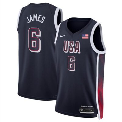 USA Basketball #6 LeBron James Navy 2024 Swingman Stitched Jersey