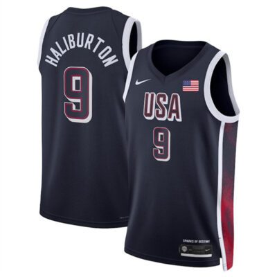 USA Basketball #9 Tyrese Haliburton Navy 2024 Swingman Stitched Jersey