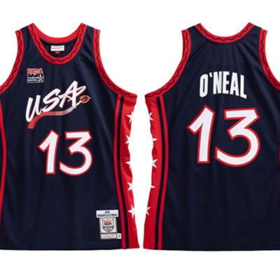 USA Team #13 Shaq O'Neal Navy 1996-97 Stitched Basketball Jersey